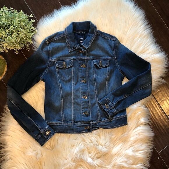 Gap denim dark washed jean jacket sz small - Picture 2 of 9